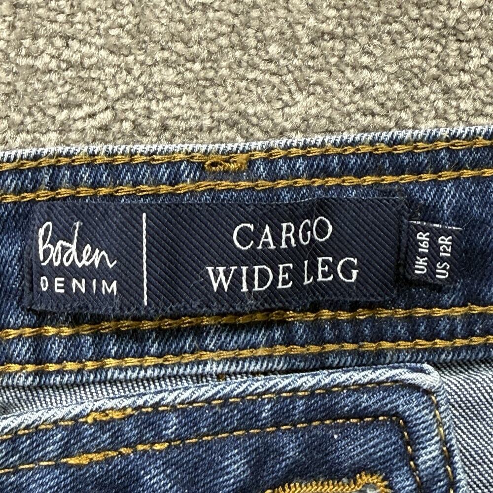 Boden Y2K Womens Cargo Wide Leg Jeans 12R Blue High Rise Deep Pocket Denim Pants - Picture 9 of 9